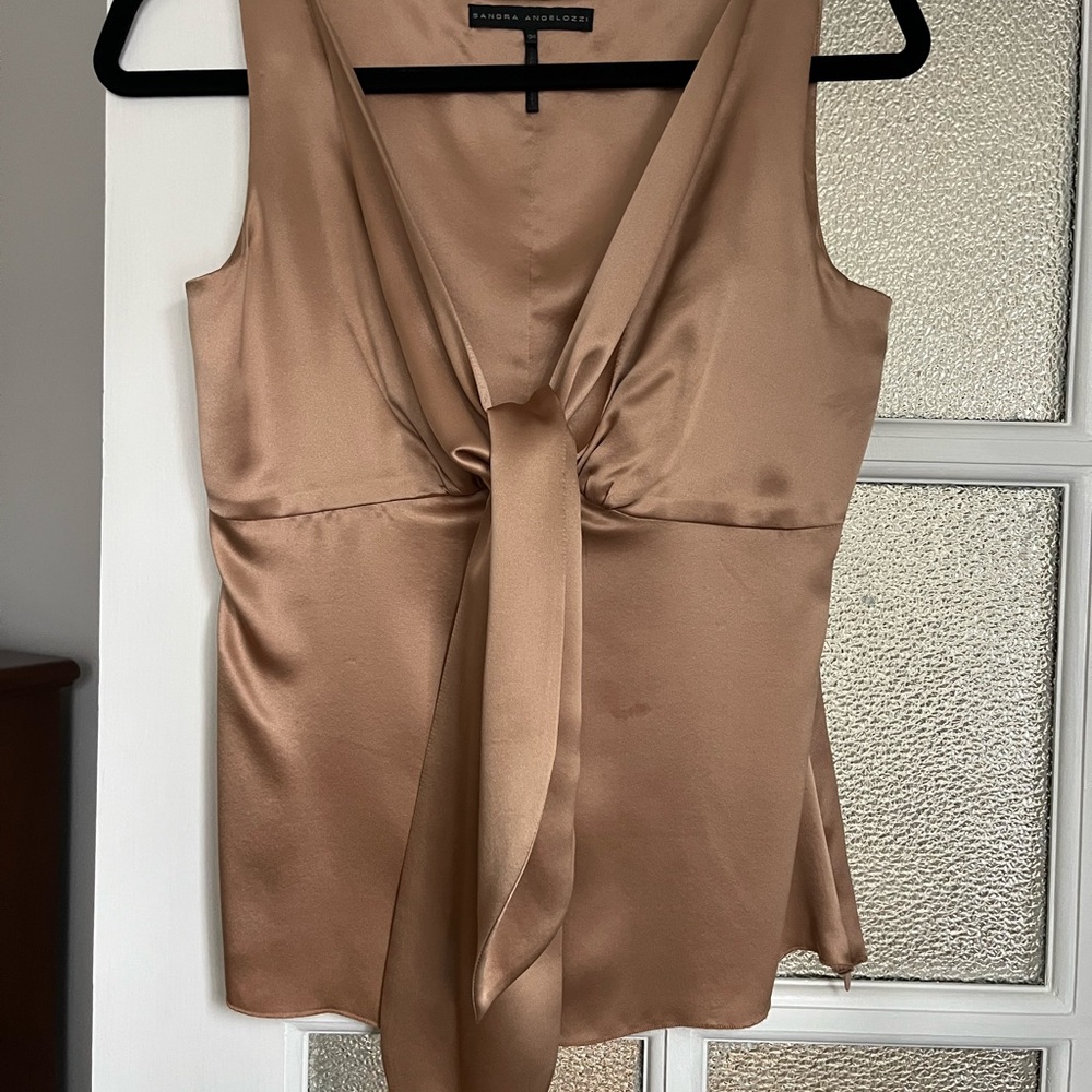 Silk Tie-Front Tank Top
